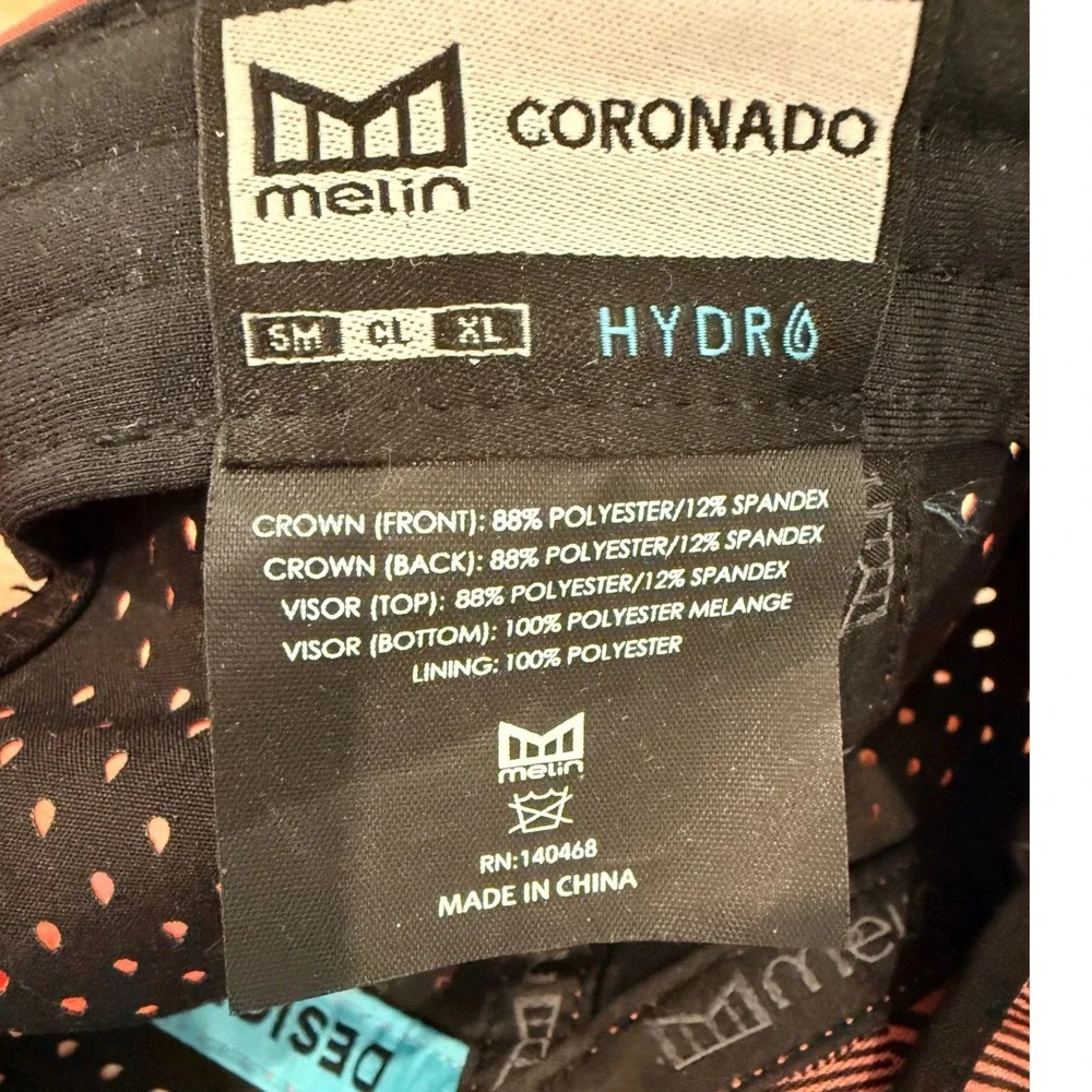 Melin Coronado Hydro Hat Mens Coral Neon Orange Water Resistant Snapback Classic